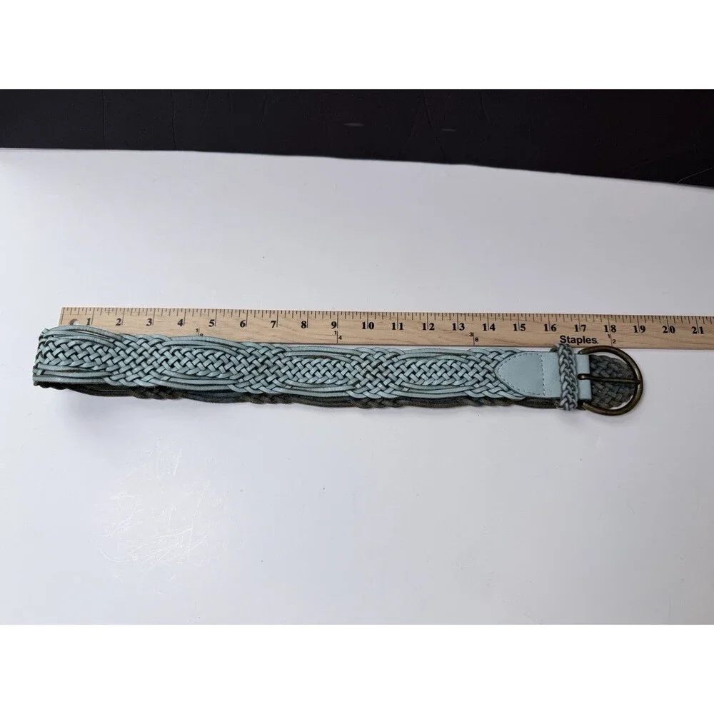 Linea Pelle Belt Braided Woven Leather Turquoise Women's Small Boho Adjustable